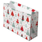 Grand Sac Cadeau Festif Motif d'arbre Noël scandinave (Devant Angle)