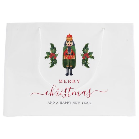 Grand Sac Cadeau Festif Nutcracker Joyeux Noël (Devant)