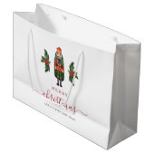 Grand Sac Cadeau Festif Nutcracker Joyeux Noël (Devant Angle)