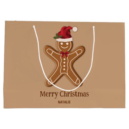 Grand Sac Cadeau Festif pain d'épices Cookie de Noël avec texte (Dos)