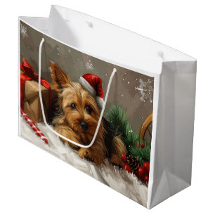 Grand Sac Cadeau Festival de Noël du chien Terrier australien