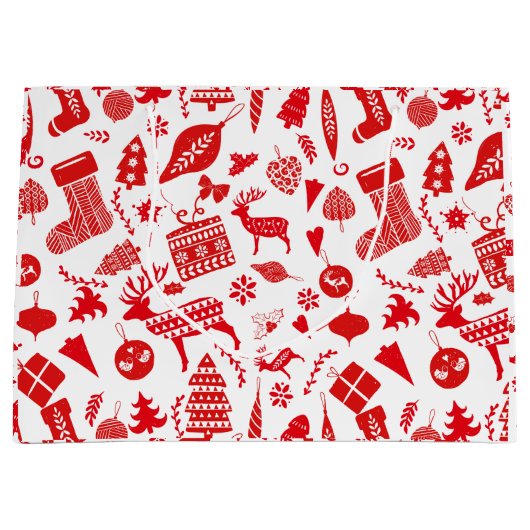 Grand Sac Cadeau Festival de Noël scandinave (Devant)