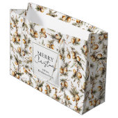 Grand Sac Cadeau Festive Aquarelle Or Folithe Noël (Devant Angle)