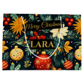 Grand Sac Cadeau Festive Christmas Ornaments with Name Area (Dos)
