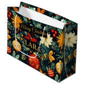 Grand Sac Cadeau Festive Christmas Ornaments with Name Area (Devant Angle)