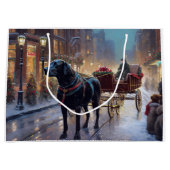 Grand Sac Cadeau Festive de Noël au Labrador noir (Devant)