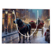Grand Sac Cadeau Festive de Noël au Labrador noir (Dos)