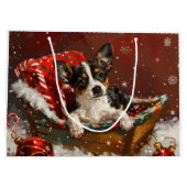 Grand Sac Cadeau Festive de Noël de chien de Rat Terrier (Dos)