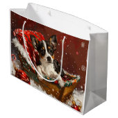 Grand Sac Cadeau Festive de Noël de chien de Rat Terrier (Dos Angle)