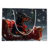 Grand Sac Cadeau Festive de Noël de chien Doberman (Dos)
