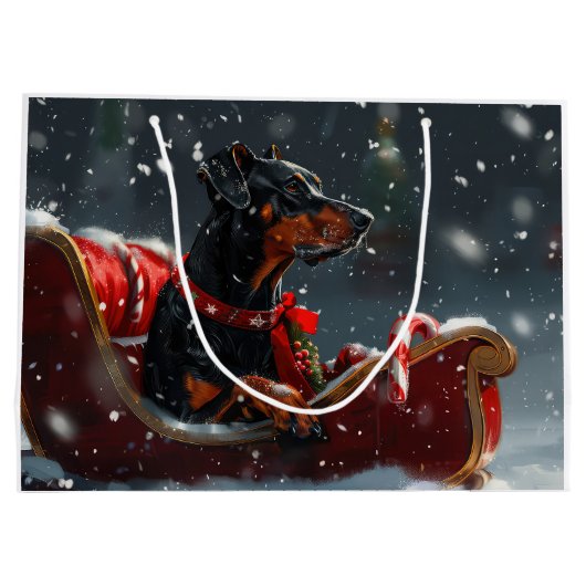 Grand Sac Cadeau Festive de Noël de chien Doberman (Dos)