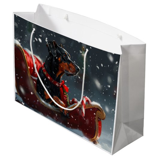 Grand Sac Cadeau Festive de Noël de chien Doberman (Dos Angle)