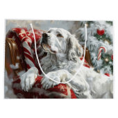 Grand Sac Cadeau Festive de Noël de Chien Setter anglais (Dos)