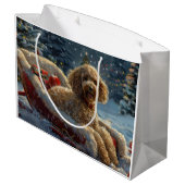 Grand Sac Cadeau Festive de Noël du chien de caniche (Dos Angle)