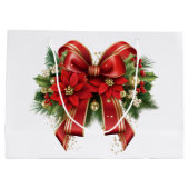 Grand Sac Cadeau Festive de Noël rouge et or (Dos)