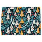 Grand Sac Cadeau Festive des arbres de Noël joyeux (Devant)