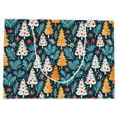 Grand Sac Cadeau Festive des arbres de Noël joyeux (Dos)