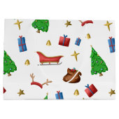 Grand Sac Cadeau Festive Simple Motif Noël (Dos)