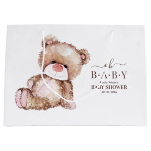 Grand Sac Cadeau Fête bébé ours en peluche, fille Fête bébé ourson 