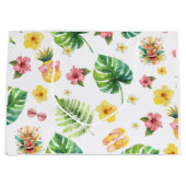 Grand Sac Cadeau Fête d'anniversaire Aloha Luau Tropical (Devant)