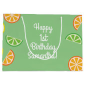 Grand Sac Cadeau Fête d'anniversaire de Citrus Slice (Dos)