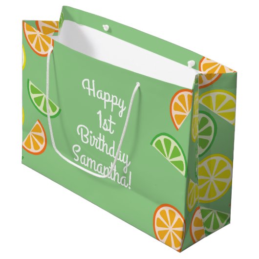 Grand Sac Cadeau Fête d'anniversaire de Citrus Slice (Devant Angle)
