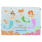 Grand Sac Cadeau Fête d'anniversaire de la Sirène et de ses amis (Dos)