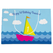 Grand Sac Cadeau Fête d'anniversaire du bateau à voile (Devant)