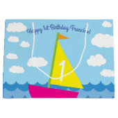 Grand Sac Cadeau Fête d'anniversaire du bateau à voile (Devant)