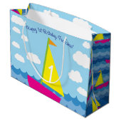 Grand Sac Cadeau Fête d'anniversaire du bateau à voile (Dos Angle)