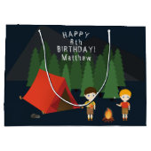Grand Sac Cadeau Fête d'anniversaire du camping (Dos)
