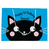 Grand Sac Cadeau Fête d'anniversaire du chat (Dos)