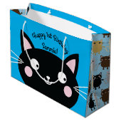 Grand Sac Cadeau Fête d'anniversaire du chat (Dos Angle)