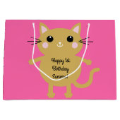 Grand Sac Cadeau Fête d'anniversaire du chat (Devant)