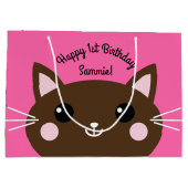 Grand Sac Cadeau Fête d'anniversaire du chat (Dos)
