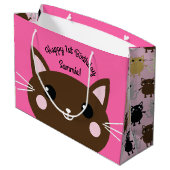 Grand Sac Cadeau Fête d'anniversaire du chat (Dos Angle)