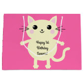 Grand Sac Cadeau Fête d'anniversaire du chat (Devant)