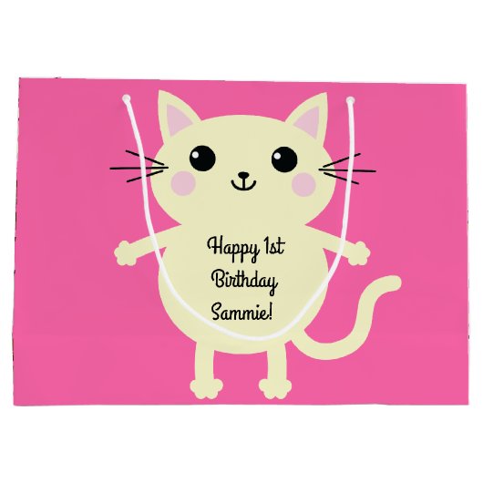 Grand Sac Cadeau Fête d'anniversaire du chat (Dos)