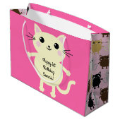 Grand Sac Cadeau Fête d'anniversaire du chat (Dos Angle)