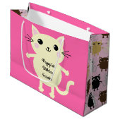 Grand Sac Cadeau Fête d'anniversaire du chat (Devant Angle)