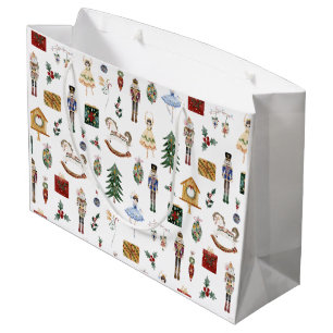 Grand Sac Cadeau Fête d'anniversaire en or rouge Nutcracker