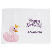 Grand Sac Cadeau fête d'anniversaire rose pourpre princesse cygne m (Devant)