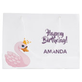Grand Sac Cadeau fête d'anniversaire rose pourpre princesse cygne m (Dos)