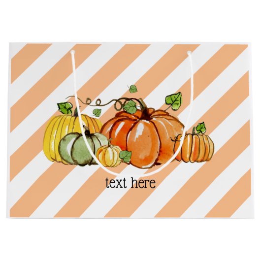 Grand Sac Cadeau fête d'automne, citrouille, fête d'anniversaire Sa (Devant)