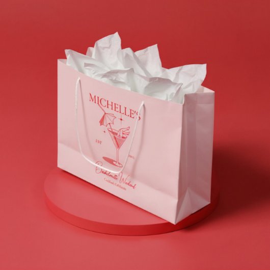 Grand Sac Cadeau Fête de Fille de Cocktail Rétro