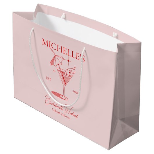 Grand Sac Cadeau Fête de Filles de Bachelorette de Cocktail Rétro (Dos Angle)