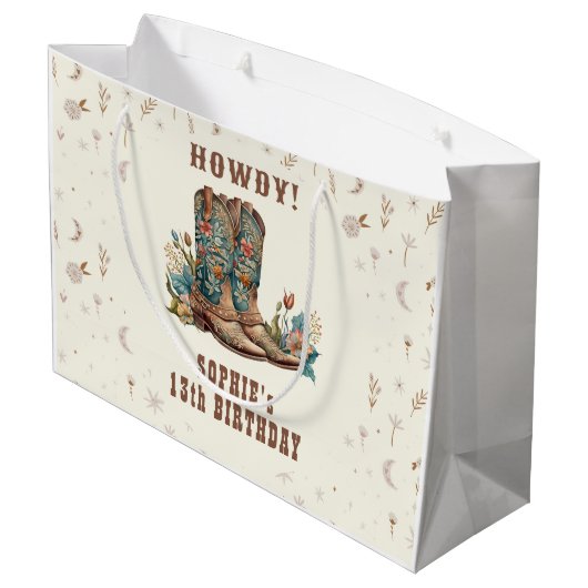 Grand Sac Cadeau Fête de la cow-girl sauvage de l'Ouest (Dos Angle)