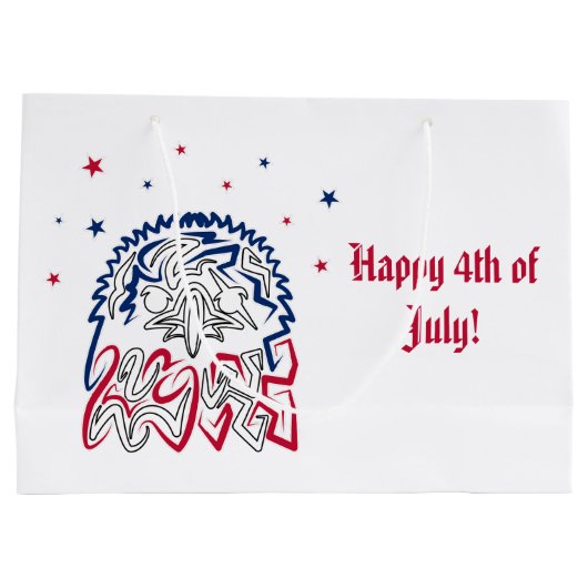 Grand Sac Cadeau Fête de l'Indépendance Étoiles d'aigle américain (Dos)