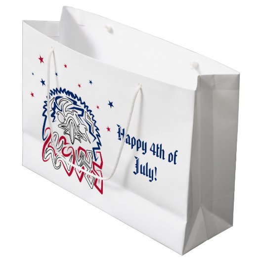 Grand Sac Cadeau Fête de l'Indépendance Étoiles d'aigle américain (Devant Angle)