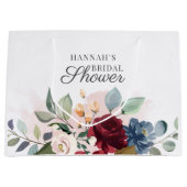 Grand Sac Cadeau Fête de mariage en aquarelle rose blush floral (Devant)
